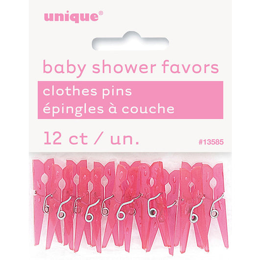 Baby Clothes Pins - Pink (Pack of 12)