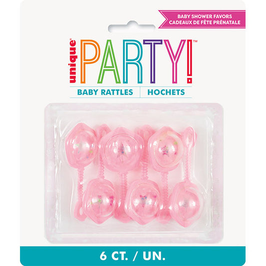 Baby Rattles 6.5cm - Pink (Pack of 6)