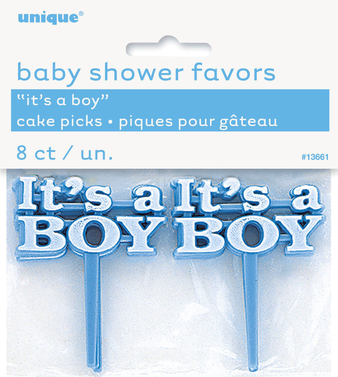 "It's A Boy" Cake Picks -Blue (Pack of 8)