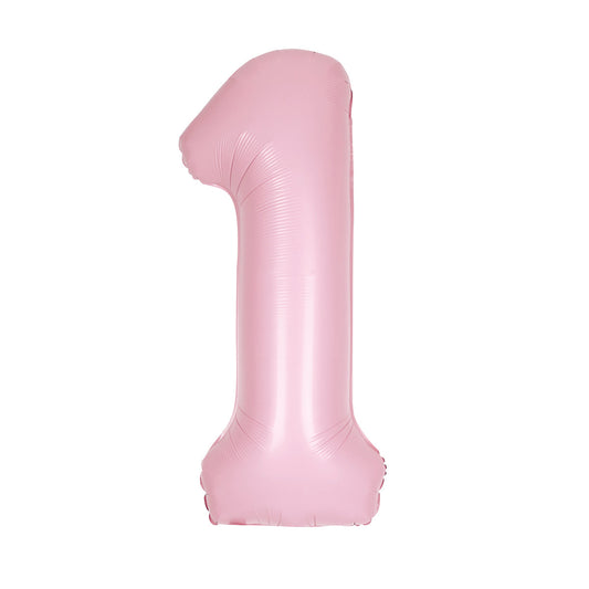 Matte Lovely Pink "1" Numeral Foil Balloon (86cm)