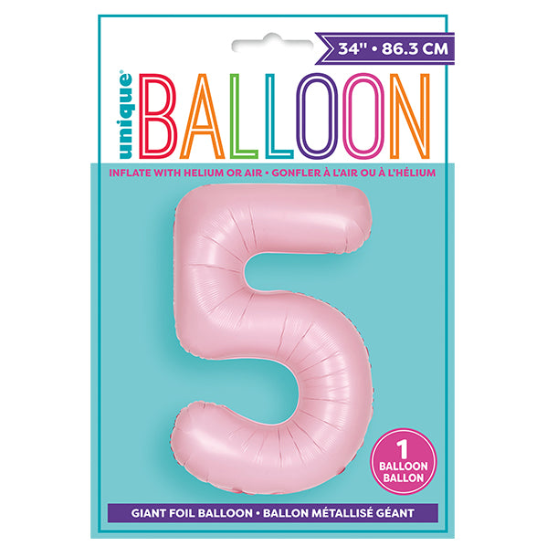 Matte Lovely Pink "5" Numeral Foil Balloon (86cm)