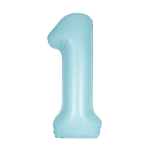 Matte Powder Blue "1" Numeral Foil Balloon (86cm)