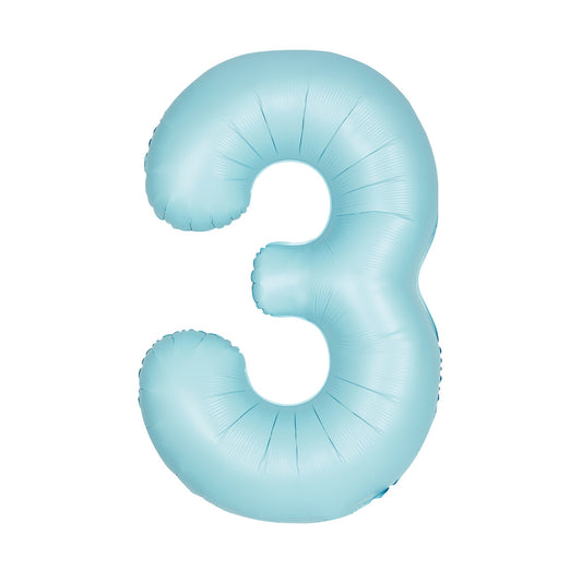 Matte Powder Blue "3" Numeral Foil Balloon (86cm)