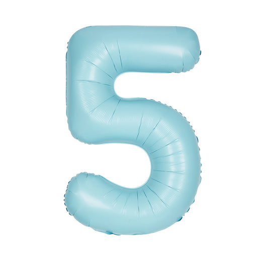 Matte Powder Blue "5" Numeral Foil Balloon (86cm)