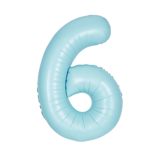 Matte Powder Blue "6" Numeral Numeral Foil Balloon (86cm)