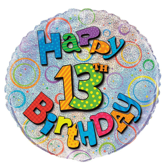 13th Birthday Foil Prismatic Balloon 45cm - The Party Marketplace