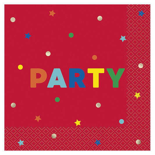 Colour Pop Party Foil Stamped Luncheon Napkins (Pack of 16)