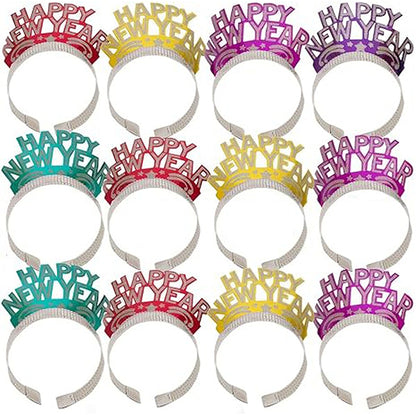 New Year's Glitter Tiaras - Assorted Colours (Pack of 12)