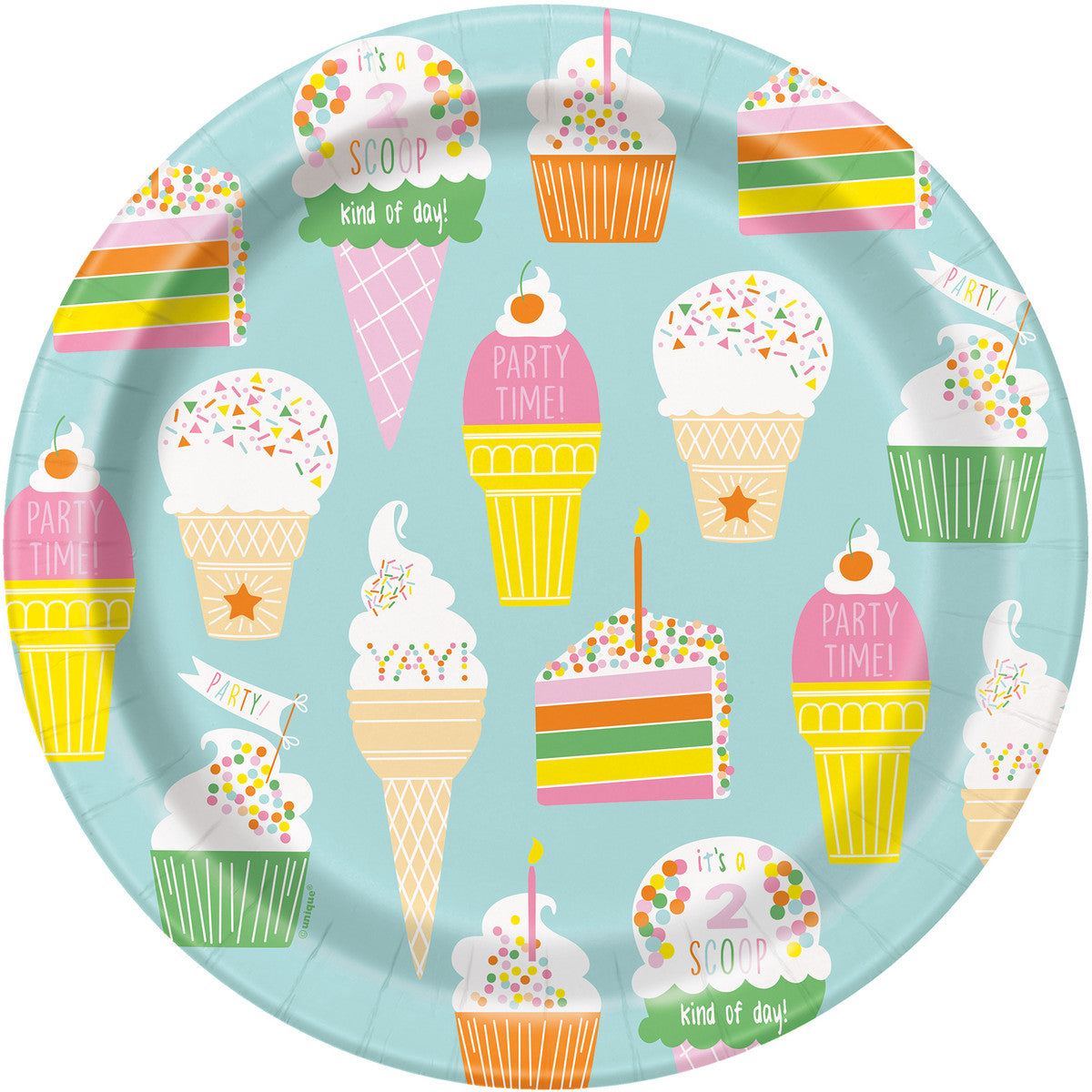 Pastel Rainbow Birthday Paper Plates 23cm (Pack of 8)