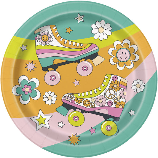 Flower Power Birthday Paper Plates 23cm (Pack of 8)