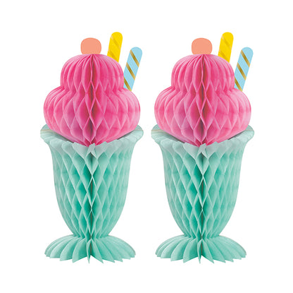 Pastel Ice Cream Centrepiece Honeycomb Decorations (Pack of 2)