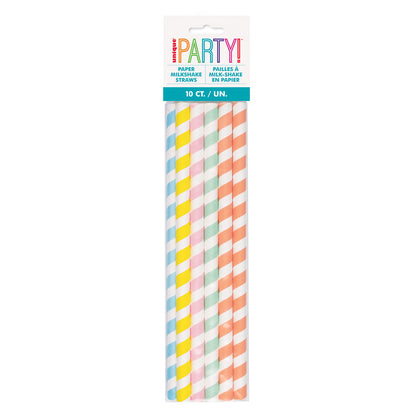 Paper Pastel Milkshake Straws - Assorted Colours (Pack of 10)