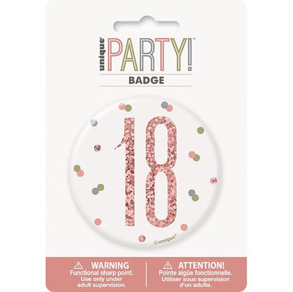 "18" Badge - Glitz Rose Gold - The Party Marketplace