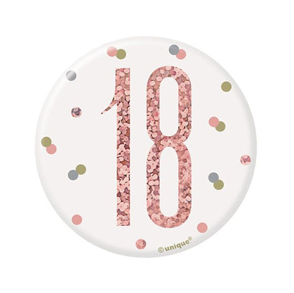 "18" Badge - Glitz Rose Gold - The Party Marketplace