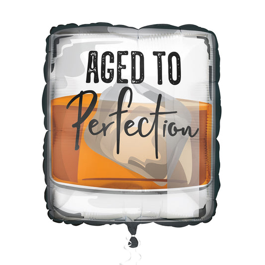 "Aged To Perfection" Scotch Glass Shaped Foil Balloon 55.8cm