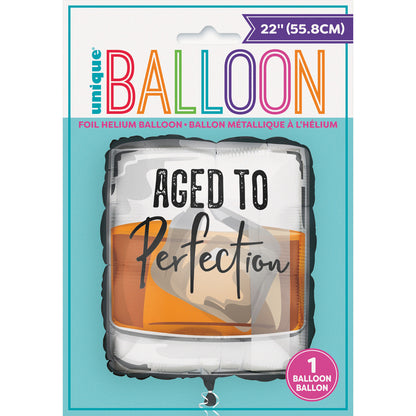 "Aged To Perfection" Scotch Glass Shaped Foil Balloon 55.8cm