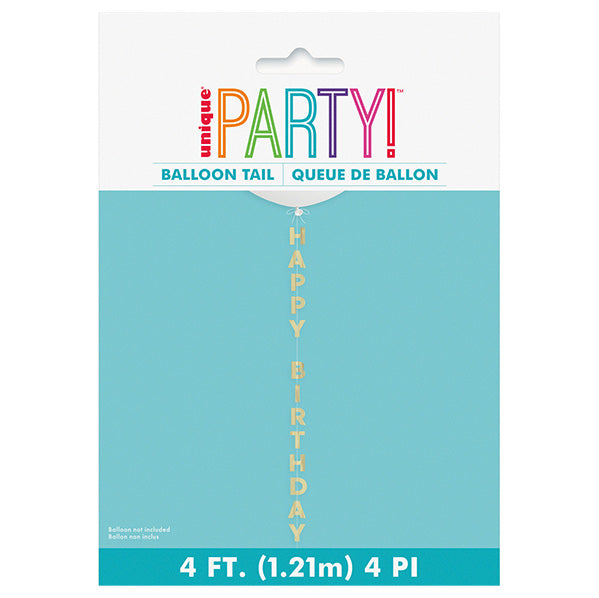 Gold Foil "Happy Birthday" Balloon Tail 1.21m