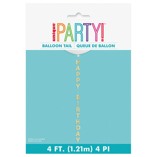 Gold Foil "Happy Birthday" Balloon Tail 1.21m