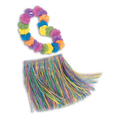 Luau Child Hula Skirt and Lei Set