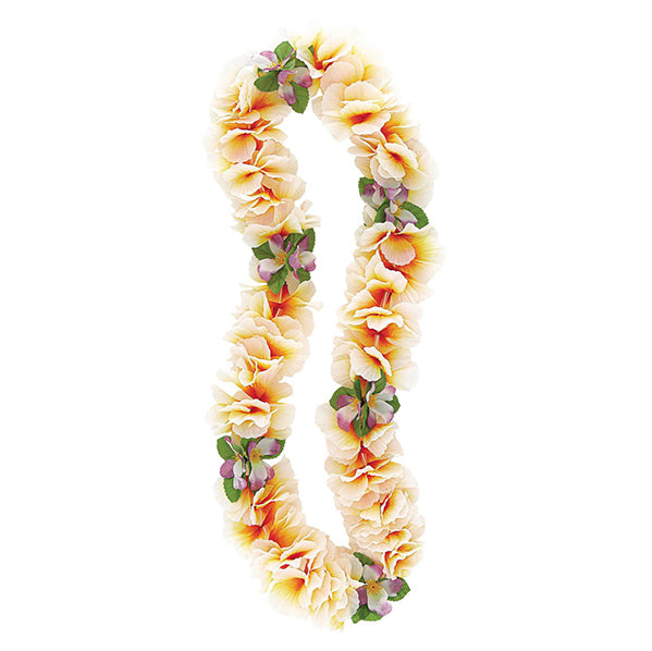 Luau Fancy Orchid Lei 106cm - Orange & White