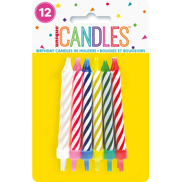 Spiral Candles in Holders (Pack of 12)