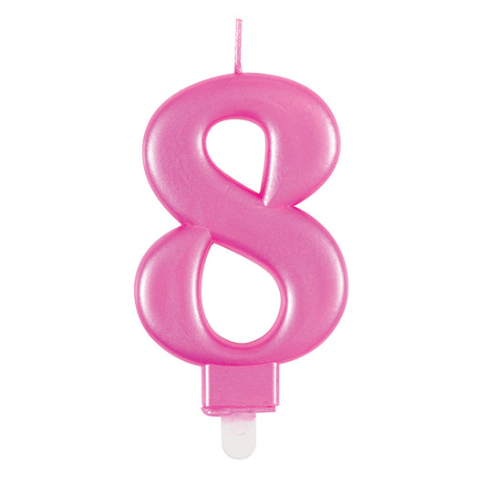 Metallic Pink Numeral Candle - 8