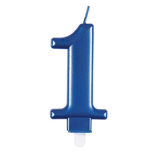 Metallic Blue Numeral Candle - 1