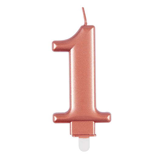 Metallic Rose Gold Numeral Candle - 1