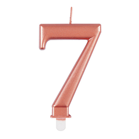 Metallic Rose Gold Numeral Candle - 7