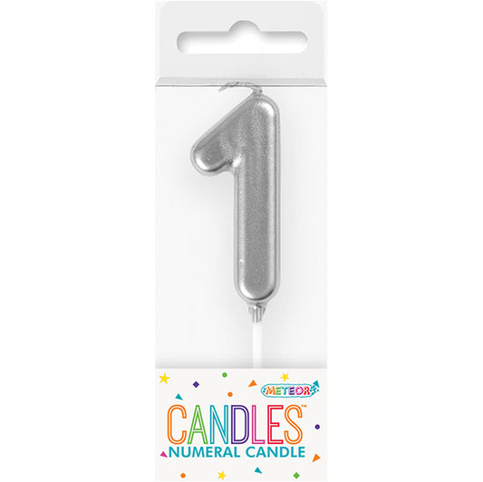 Silver Mini Numeral Pick Candle - 1