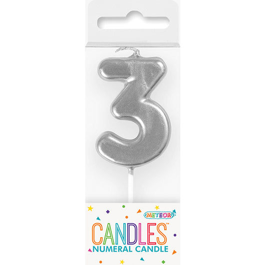 Silver Mini Numeral Pick Candle - 3