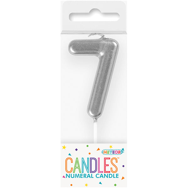 Silver Mini Numeral Pick Candle - 7