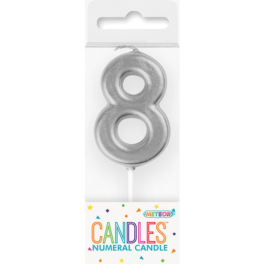 Silver Mini Numeral Pick Candle - 8