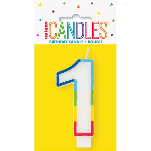 Rainbow Border Numeral Candle - 1