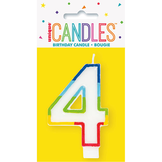 Rainbow Border Numeral Candle - 4