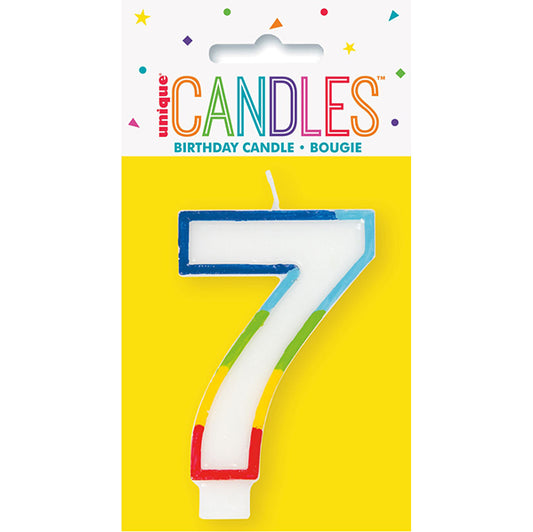 Rainbow Border Numeral Candle - 7