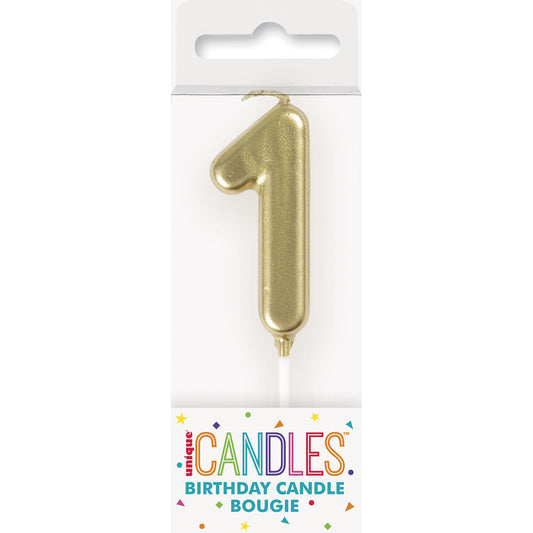 Gold Mini Numeral Pick Candle - 1