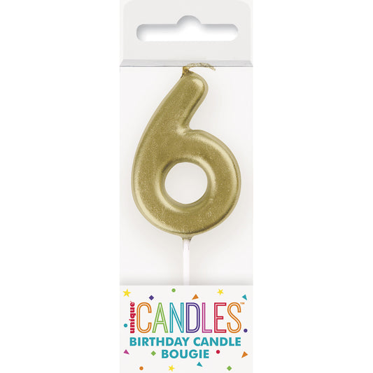 Gold Mini Numeral Pick Candle - 6