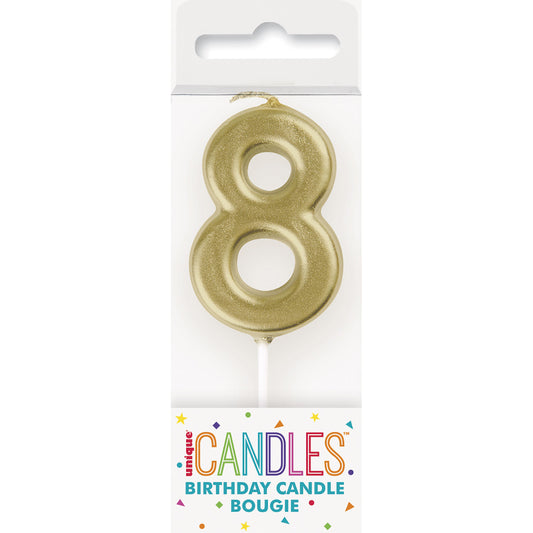 Gold Mini Numeral Pick Candle - 8