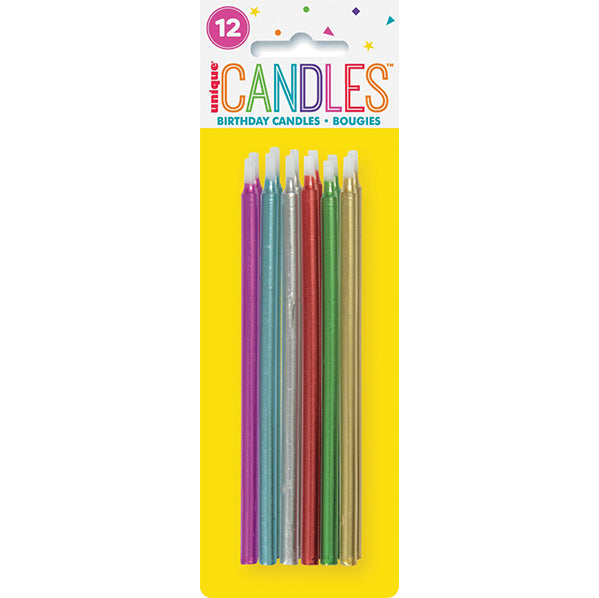 Metallic Assorted Candles 12.7cm (Pack of 12)