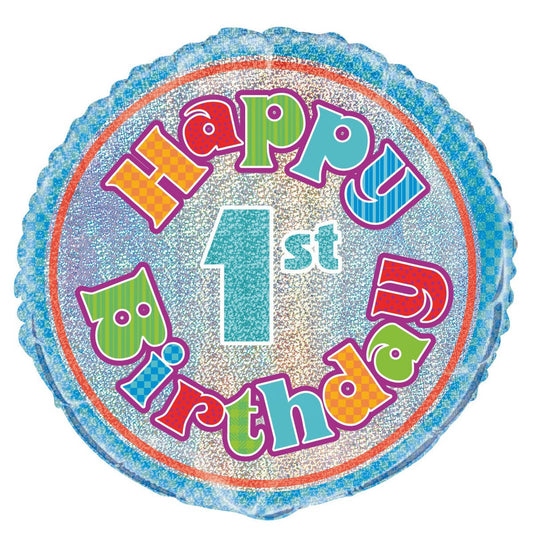 1st Birthday Foil Prismatic Balloon 45cm - The Party Marketplace