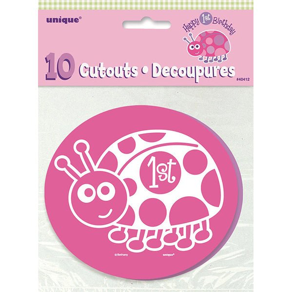 1st Birthday Ladybug Mini Cutout Decorations (Pack of 10) - The Party Marketplace
