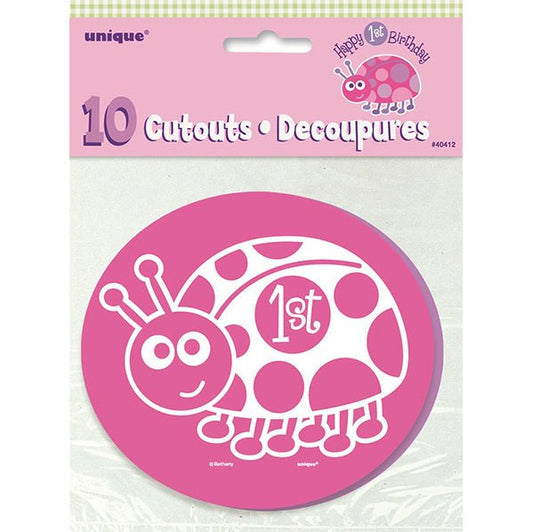 1st Birthday Ladybug Mini Cutout Decorations (Pack of 10) - The Party Marketplace