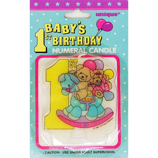 1st Birthday Numeral Candle - The Party Marketplace