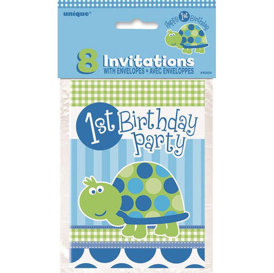 1st Birthday Turtle Invitations (Pack of 8) - The Party Marketplace
