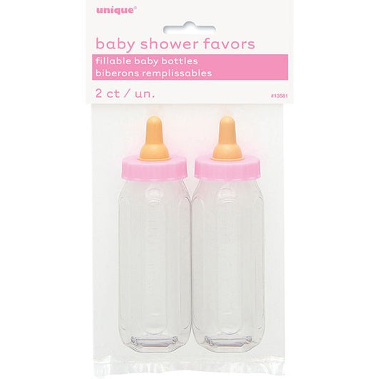 2 Baby Bottles - Pink (13cm) - The Party Marketplace
