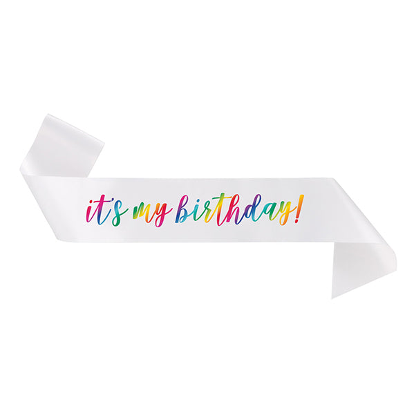 Rainbow "It's My Birthday" Satin Sash