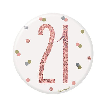 "21" Badge - Glitz Rose Gold - The Party Marketplace