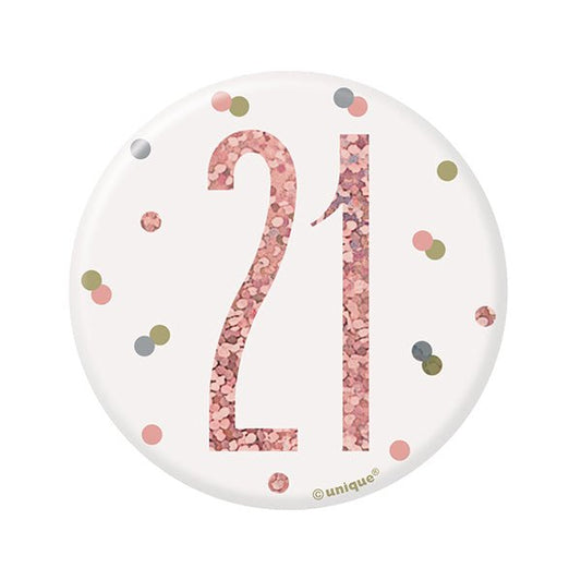 "21" Badge - Glitz Rose Gold - The Party Marketplace