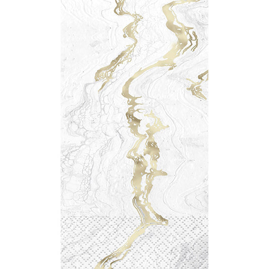 Foil Stamped Fancy Gold Marble Guest Napkins (Pack of 16)